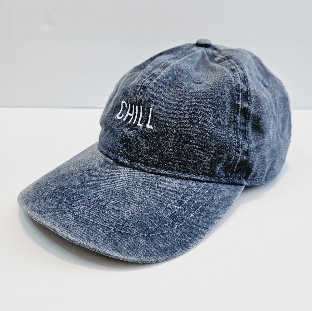 CHILL Cotton Baseball Hat Women's Adjustable Strapback Blue Wash Cap